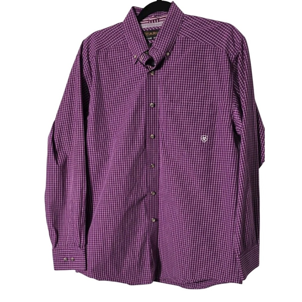 Ariat Pro Series Shirt Mens M Plaid Western Cowboy Button Down‎ Long Sleeve Work